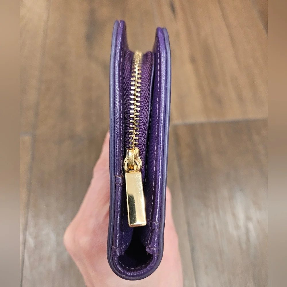Tory Burch Long Dual Snap Purple Wallet + Chain & Branded Dustbag